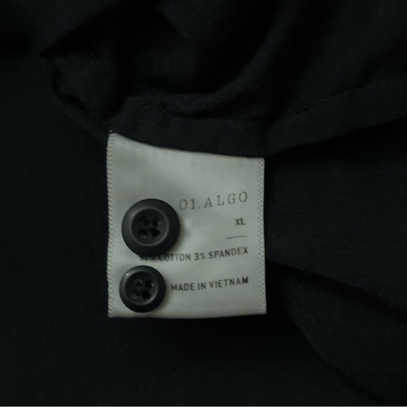 01.Algo Shirt Mens XL Short Regular Fit Long Sleeve Button Stretch Heather Navy - Picture 7 of 7